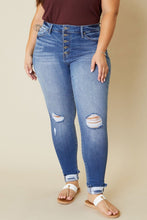 Load image into Gallery viewer, Plus High Rise Button Fly Ankle Skinny