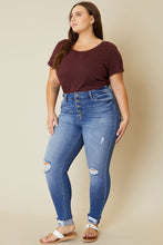 Load image into Gallery viewer, Plus High Rise Button Fly Ankle Skinny