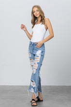 Load image into Gallery viewer, Heavy Destroyed Frayed Hem Straight Jeans