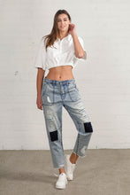 Load image into Gallery viewer, Patched Ripped Frayed Crop Jeans