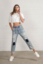 Load image into Gallery viewer, Patched Ripped Frayed Crop Jeans
