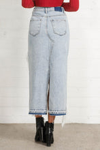 Load image into Gallery viewer, HIGH RISE DISTRESSED DENIM MAXI SKIRT