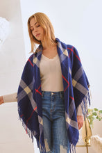 Load image into Gallery viewer, PLAID SQUARE FRINGE SHAWL SCARF