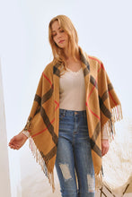 Load image into Gallery viewer, PLAID SQUARE FRINGE SHAWL SCARF