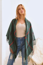 Load image into Gallery viewer, PLAID SQUARE FRINGE SHAWL SCARF