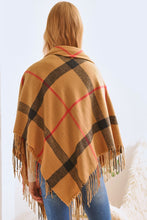 Load image into Gallery viewer, PLAID SQUARE FRINGE SHAWL SCARF