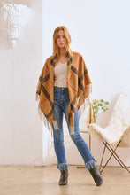 Load image into Gallery viewer, PLAID SQUARE FRINGE SHAWL SCARF