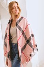 Load image into Gallery viewer, PLAID SQUARE FRINGE SHAWL SCARF