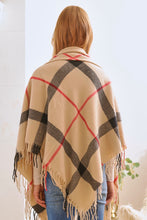 Load image into Gallery viewer, PLAID SQUARE FRINGE SHAWL SCARF