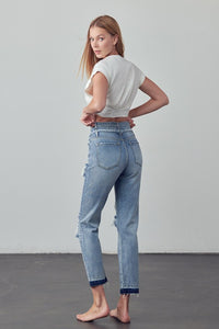 HIGH RISE DOUBLE WAIST BANDED JEANS
