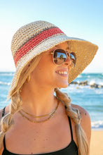 Load image into Gallery viewer, Stripe Accent Straw Bucket Hat