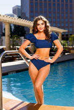 Load image into Gallery viewer, Puff Shoulder High Waist Two Piece