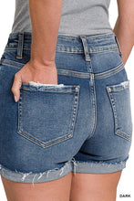 Load image into Gallery viewer, Distressed Cuffed Raw Hem Denim Shorts