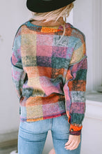 Load image into Gallery viewer, Mustard Red plaid button Shacket Cardigan Sweater