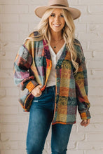 Load image into Gallery viewer, Mustard Red plaid button Shacket Cardigan Sweater