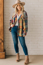Load image into Gallery viewer, Mustard Red plaid button Shacket Cardigan Sweater