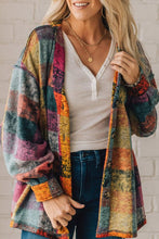 Load image into Gallery viewer, Mustard Red plaid button Shacket Cardigan Sweater