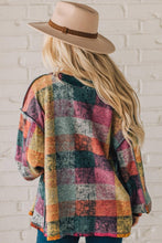 Load image into Gallery viewer, Mustard Red plaid button Shacket Cardigan Sweater
