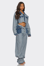 Load image into Gallery viewer, Cropped Contrast Denim Set