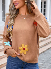 Load image into Gallery viewer, Angel Wings Crochet Flower Round Neck Sweater
