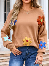 Load image into Gallery viewer, Angel Wings Crochet Flower Round Neck Sweater
