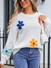 Load image into Gallery viewer, Angel Wings Crochet Flower Round Neck Sweater