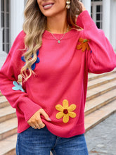 Load image into Gallery viewer, Angel Wings Crochet Flower Round Neck Sweater