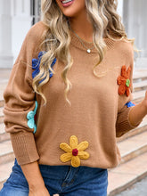 Load image into Gallery viewer, Angel Wings Crochet Flower Round Neck Sweater