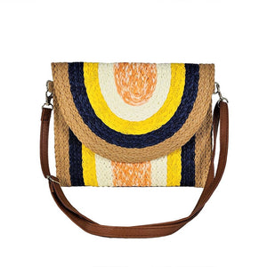 Fashion City - Multicolored Straw Clutch Crossbody Bag