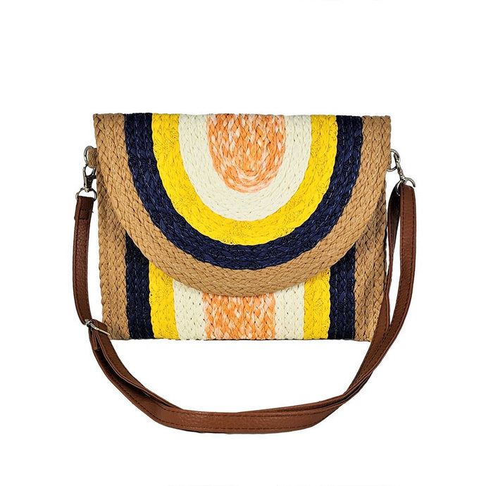 Fashion City - Multicolored Straw Clutch Crossbody Bag