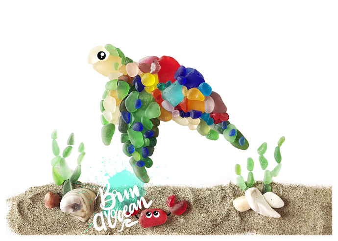 Sea Turtle Sea Glass greeting card, turtle, all occasion