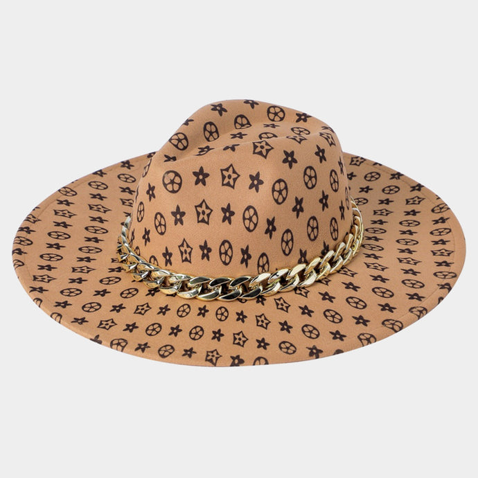 Luxury Chain Band Patterned Panama Hat