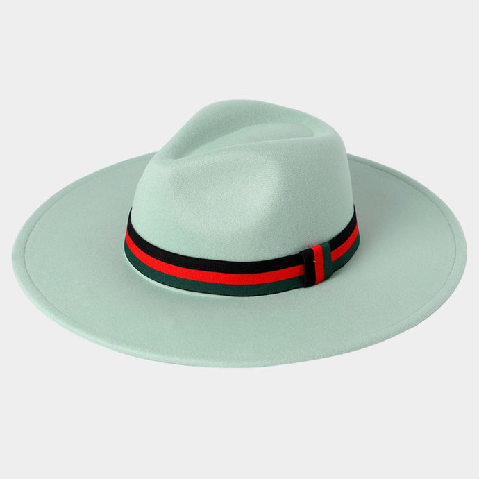 Mint Color Block Band Solid Panama Hat